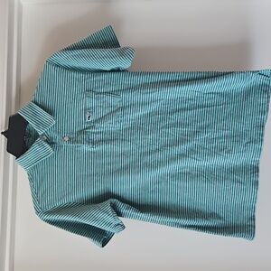 Vineyard Vines Polo Boys Size Medium 12-14 Green With Blue Small Stripes